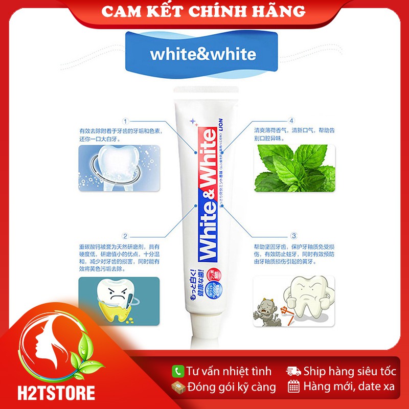 Kem đánh răng trắng răng White&amp;White Nhật Bản tuýp 150g