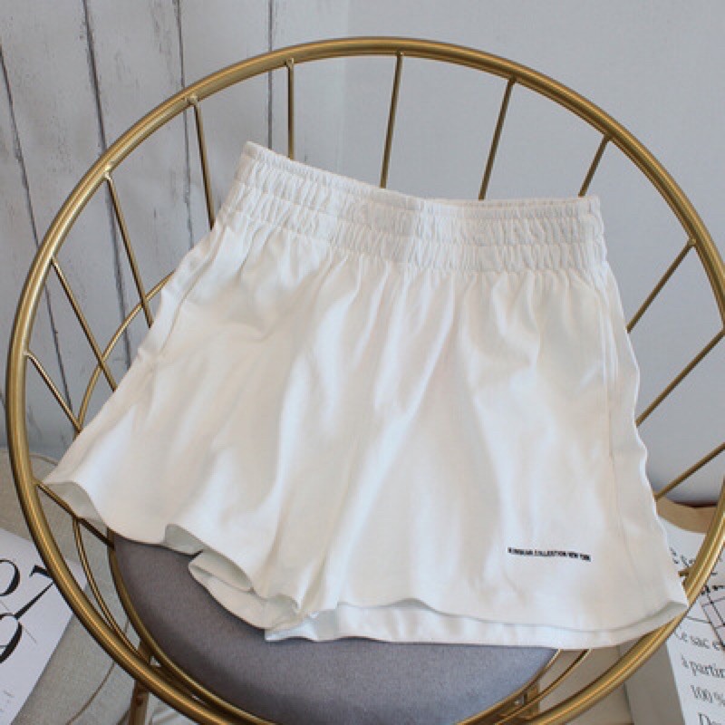 Quần Đùi Nữ Cạp Chun In Chữ - Quần Short Nữ Basic Unisex 2 Màu Đen Trắng