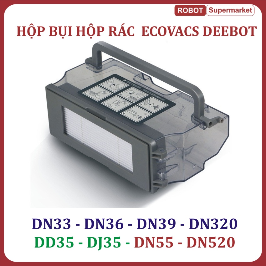 Hộp rác, hộp bụi robot hút bụi Ecovacs Deebot DD35-DJ35-DN33- DN320-DN36-DN39-DN55-DN520