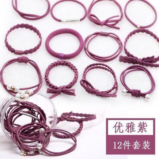 Set 12 Dây Buộc Tóc Hàn Quốc Siêu Xinh Kèm Hộp Đựng,.