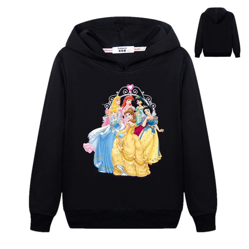 Áo Hoodie Dài Tay In Hình Công Chúa Disney Cho Bé Gái