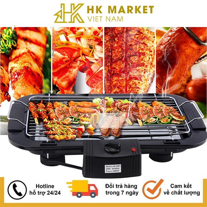 Bếp Nướng Không Khói Electric Barbecue Grill 2000W Cao Cấp Thép Không Gỉ