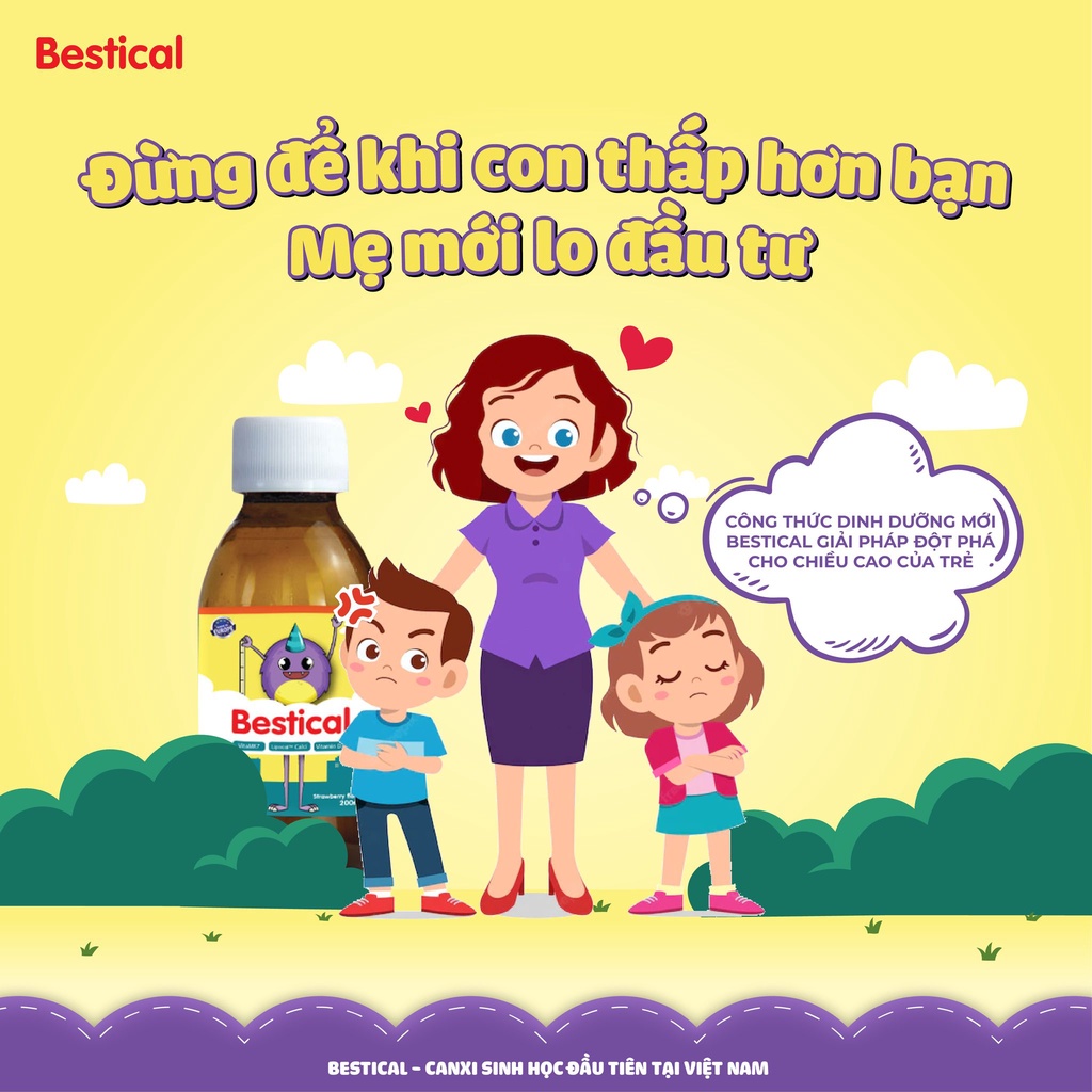 Canxi sinh học Bestical bổ sung canxi cho bé vitamind3 d3k2mk7 cho trẻ sơ sinh lipocal tăng chiều cao canxi sữa Lọ 120ml