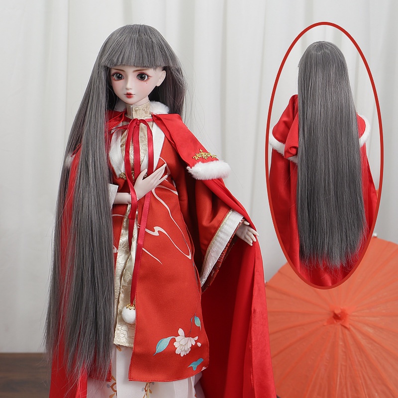 Tóc Giả Xoăn Dài 60cm Màu Nâu / Hồng / Trắng Dành Cho Búp Bê bjd 1 / 3