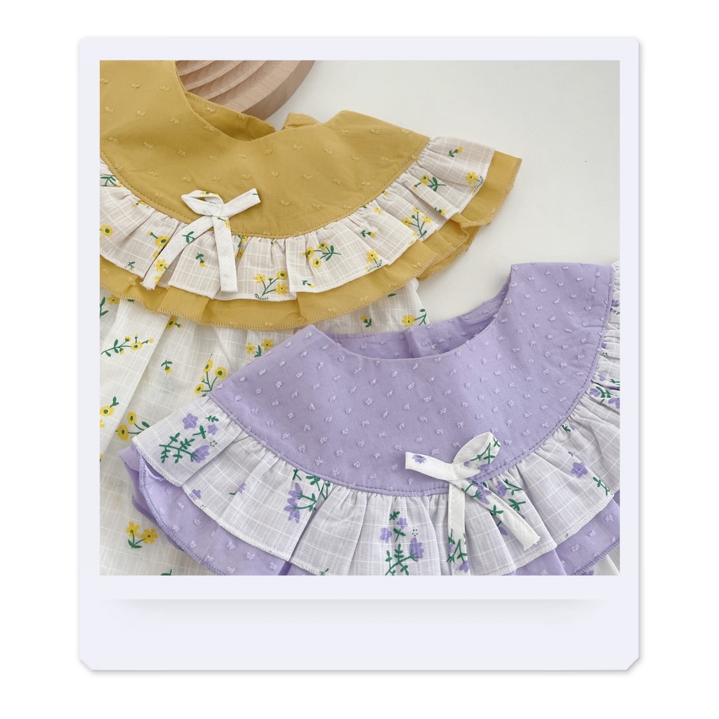 Váy hè họa tiết hoa nhí cổ bèo to cho bé gái 8-19kg (6 tháng-6 tuổi) - MaiMaiShop- Ảnh thật