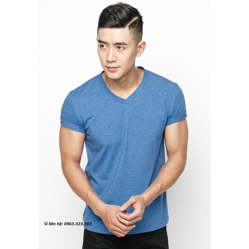Áo thun nam cotton cổ tim
