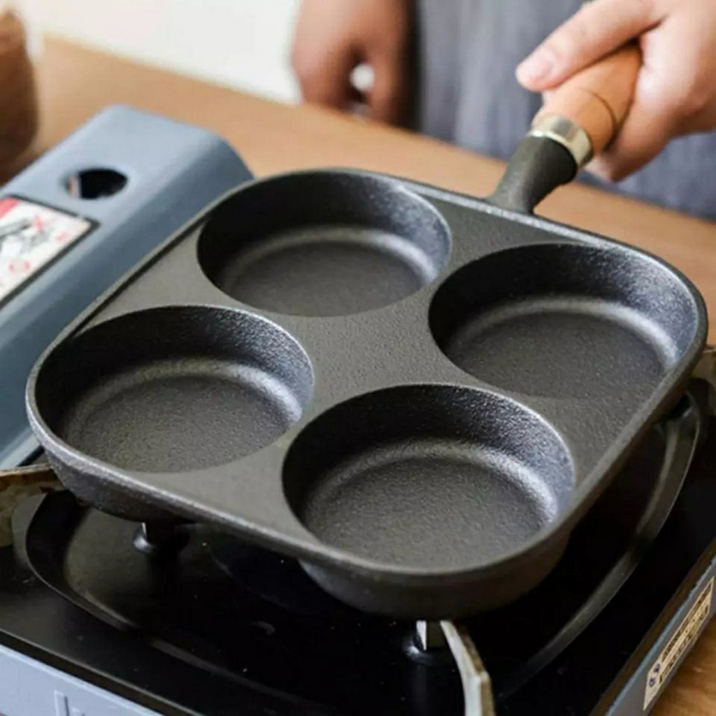 Chảo chiên trứng ốp la làm bánh 4 ngăn 4 lỗ chống dính mini cao cấp