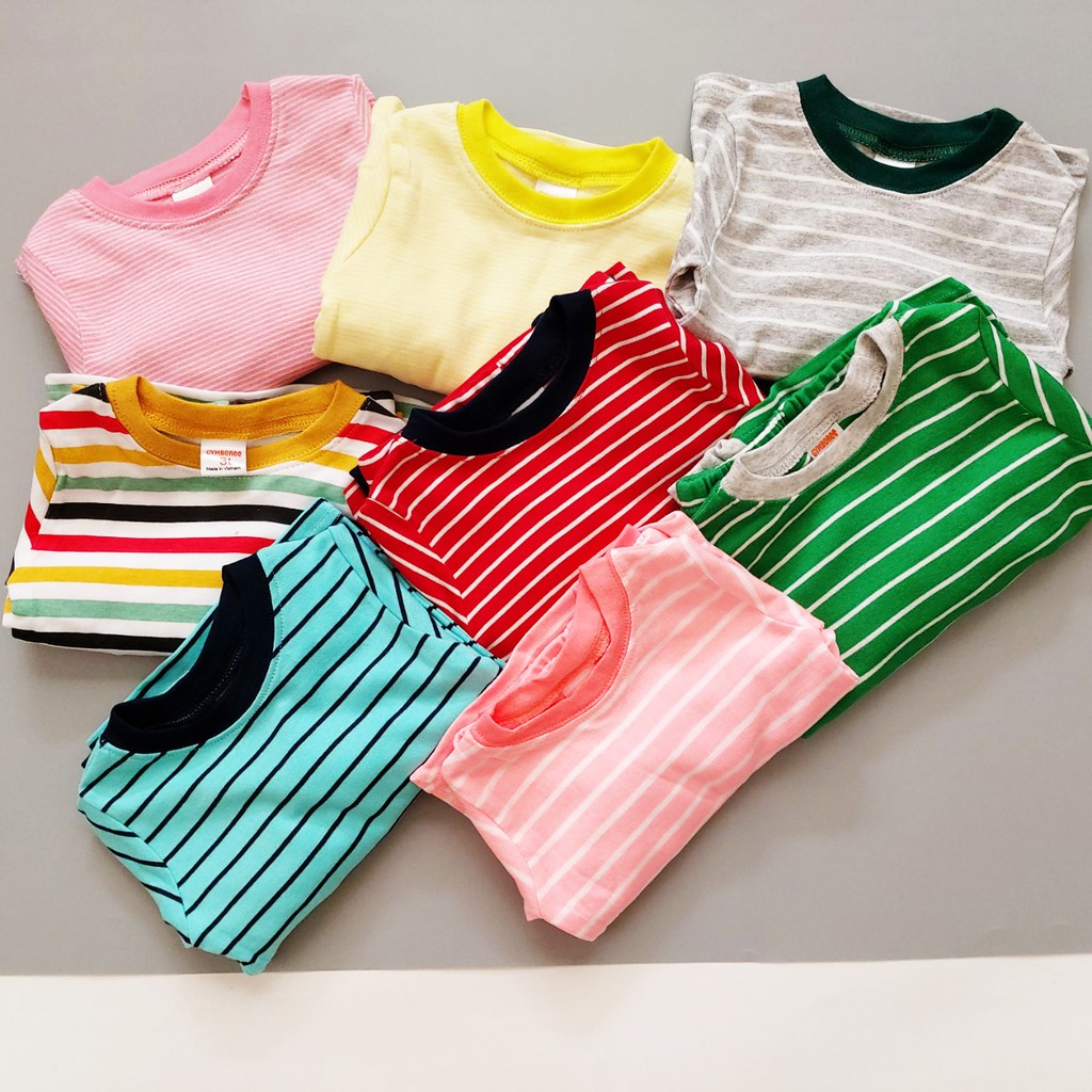 [THANH LÝ] Bộ cotton kẻ dài tay cho bé trai và bé gái