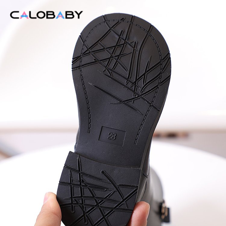 Giày Bốt Cao Su Sợi Nhỏ Đế Bằng Phối Khóa Kéo Bên Hông Thời Trang Mùa Đông Cho Bé Gái C6KL