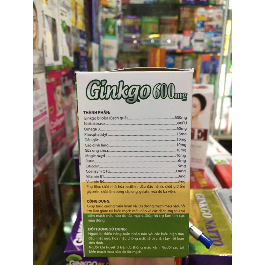 Viên uống GINKGO 600 giúp bổ não,tăng cường trí nhớ