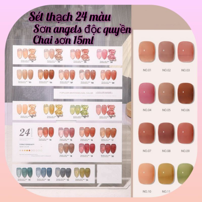 Sơn thạch nail sét 24 màu,sơn móng tay 24 màu chọn lẻ màu