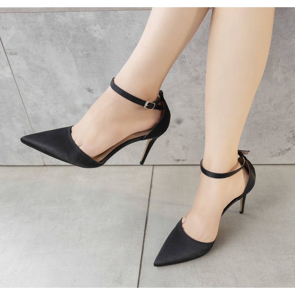 Giày mũi nhọn satin trơn A13