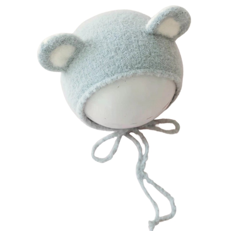 Mũ Beanie Đan Len Đính Tai Dễ Thương Dùng Làm Đạo Cụ Chụp Ảnh Cho Bé Sơ Sinh