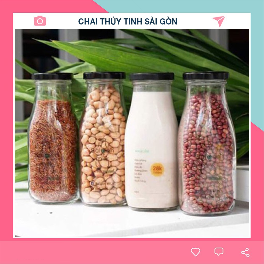 Mẫu mới 2020  Bình Thủy Tinh Nắp Thiếc 310ml trơn