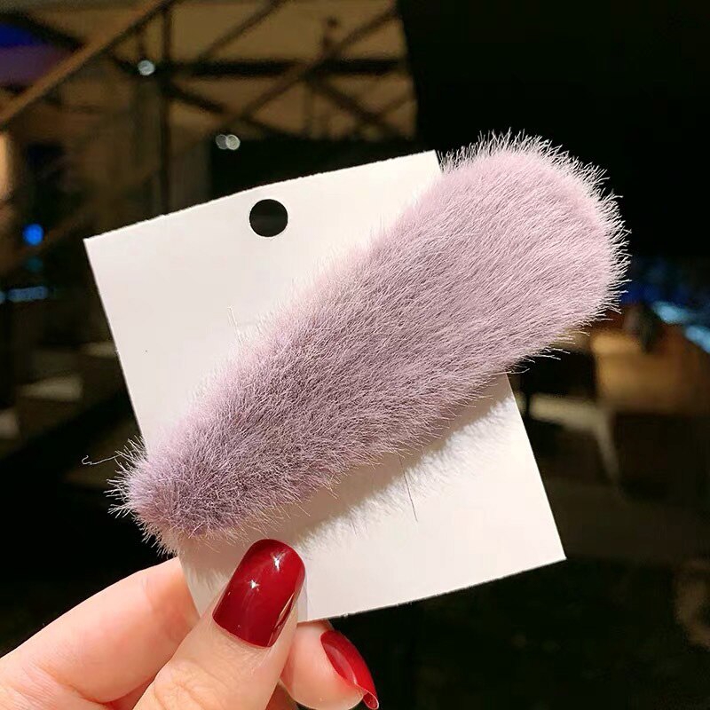 Kẹp Tóc Phối Lông Phong Cách Hàn Quốc Đáng Yêu Cho Nữ