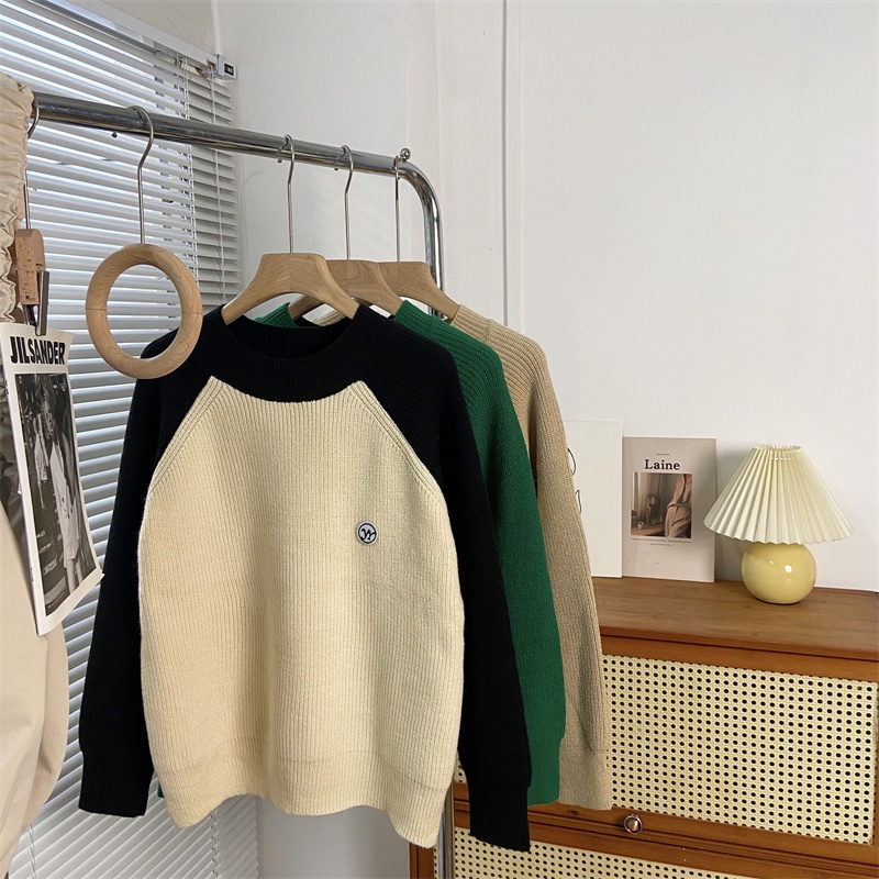 Áo Sweater Tay Dài Cổ Tròn Dáng Rộng Màu Khối Phong Cách Hàn Quốc Thời Trang Mùa Thu Dành Cho Bạn Nữ