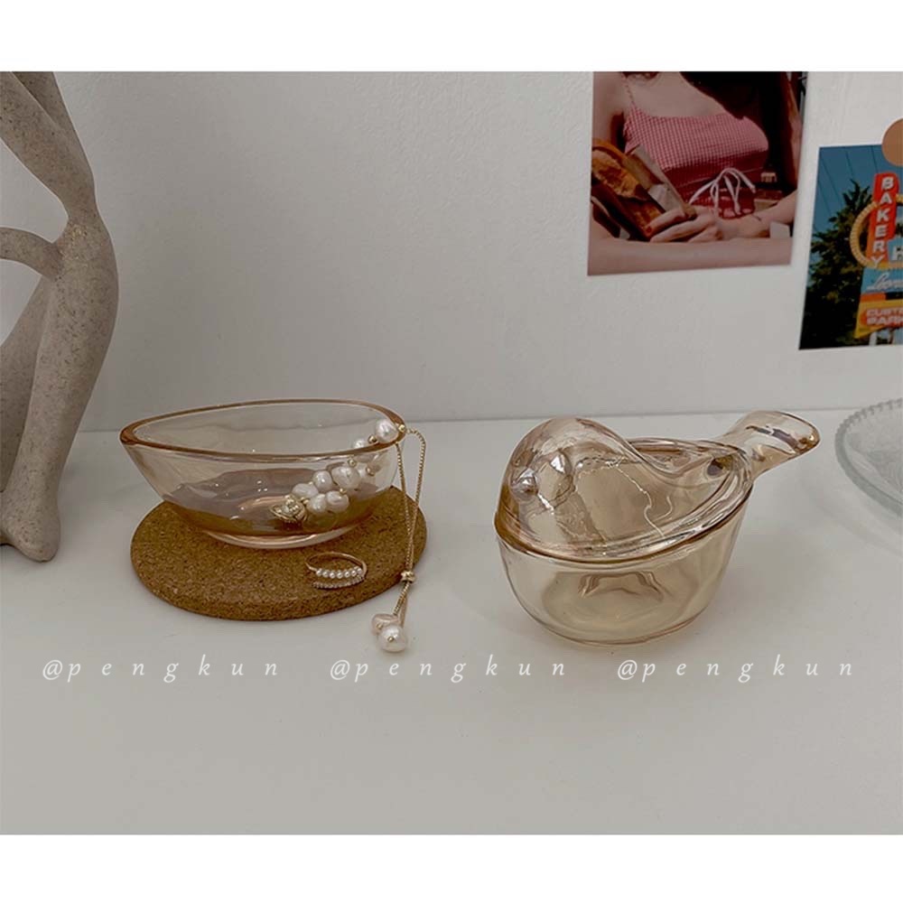 Bát đựng thức ăn nhẹ bằng thủy tinh hình chú chim cổ điển