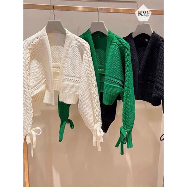 Khoát Cardigan tay bồng cột nơ độc lạ