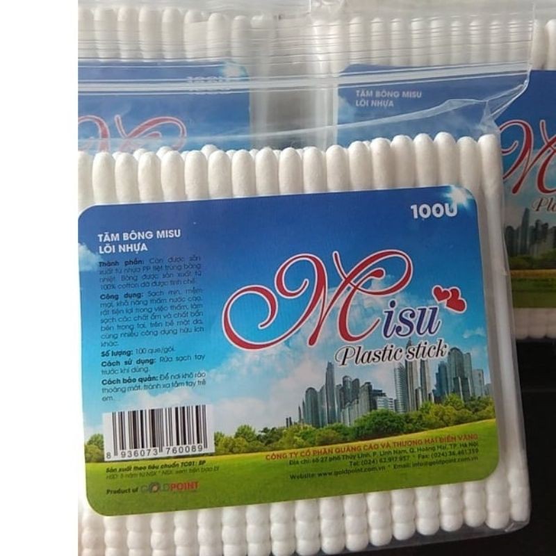 Tăm bông người lớn lõi gỗ Misu gói 100U