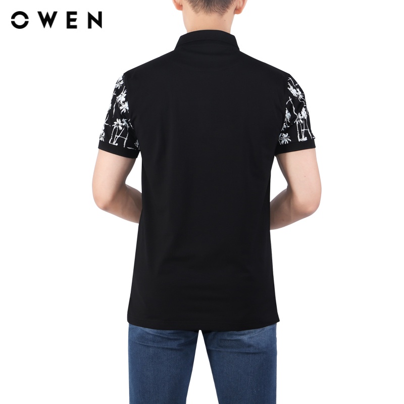 Áo polo ngắn tay Nam Owen Cotton Bodyfit màu Đen - APV23717