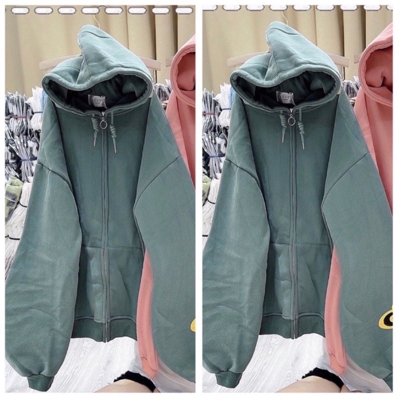 Khoác zip  nỉ siêu dày mũ 2 lớp