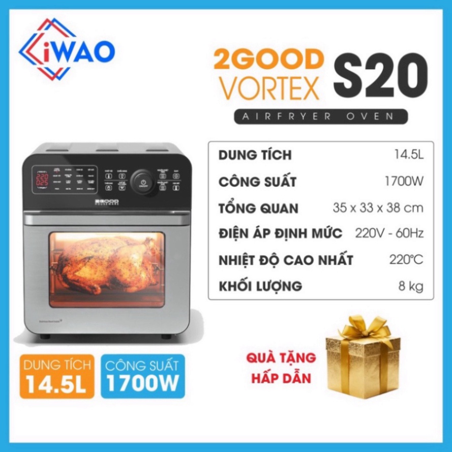 Nồi Chiên Không Dầu 2GOOD Vortex S-20 Air Fryer Oven  Hàng Chính Hãng, Bảo Hành Điện Tử