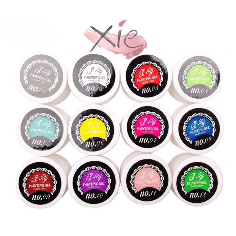 SET GEL VẼ 12 MÀU -XIE dụng cụ mi&amp;nail❤️