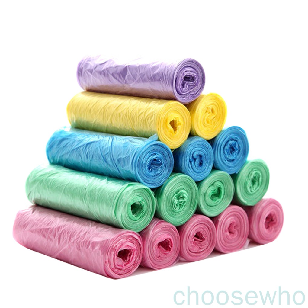 Set 5 cuộn túi đựng rác bằng nhựa PE dùng một lần màu sắc ngẫu nhiên tiện lợi