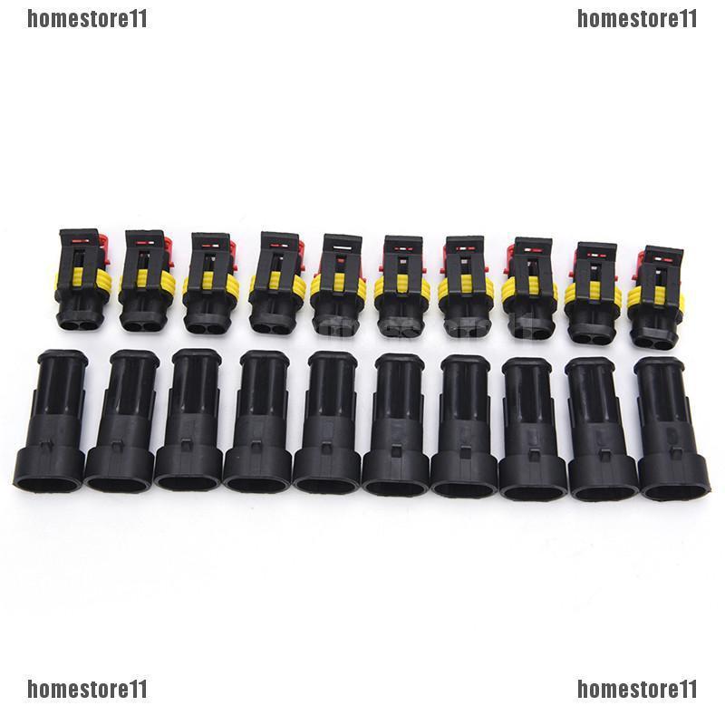 Bộ 10 đầu nối dây điện 2 Pin chống nước cho xe hơi