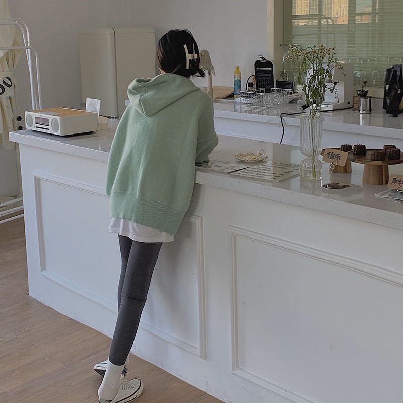 Áo Khoác Hoodie Tiệm Vải Xinh Áo Khoác Nữ Len Dáng Hoodie Màu Trơn