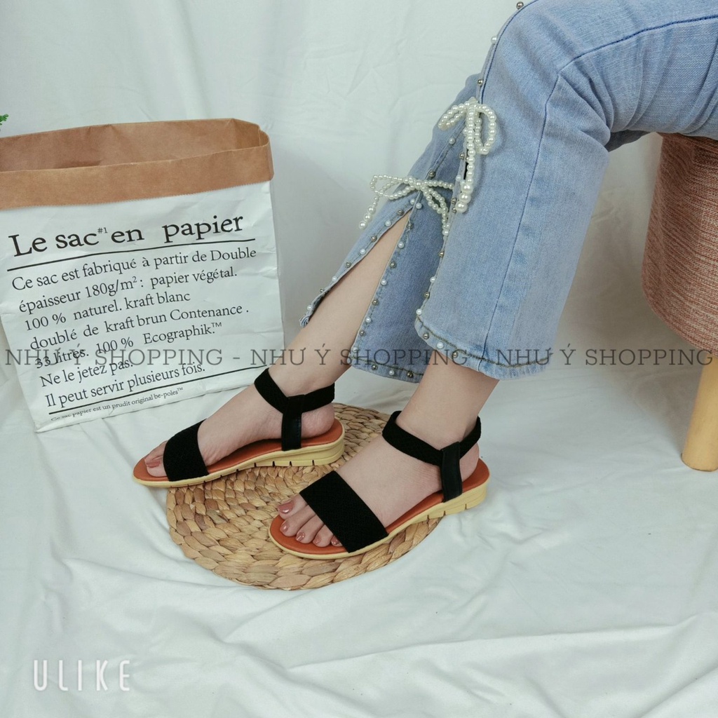 Giày sandal nữ đi học quai hậu bo chun quai ngang đế 2cm hình chụp thật-tb ngang to-latys