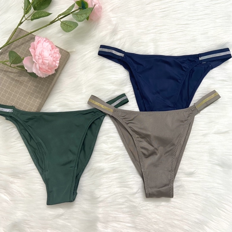 Quần lót vic âu mỹ, quần lót nữ dáng thể thao màu trơn cạp kim tuyến sexy Vic35