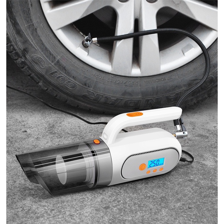 【PG_Shop】Máy hút bụi cầm tay mini-Hút bụi ô tô ko dây có màn hình hiển thị + bơm lốp xe ô tô công suất 120w