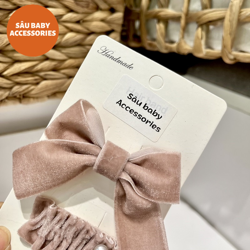 Sét hai kẹp tóc nhung Handmade cho bé