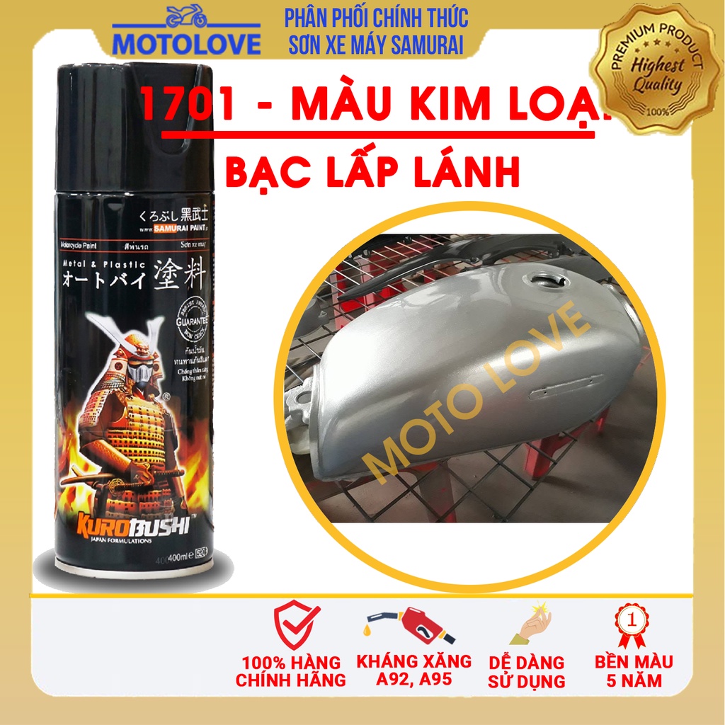 Chai Sơn Samurai Màu Bạc Ánh Kim 1701 nhập khẩu từ Malaysia.