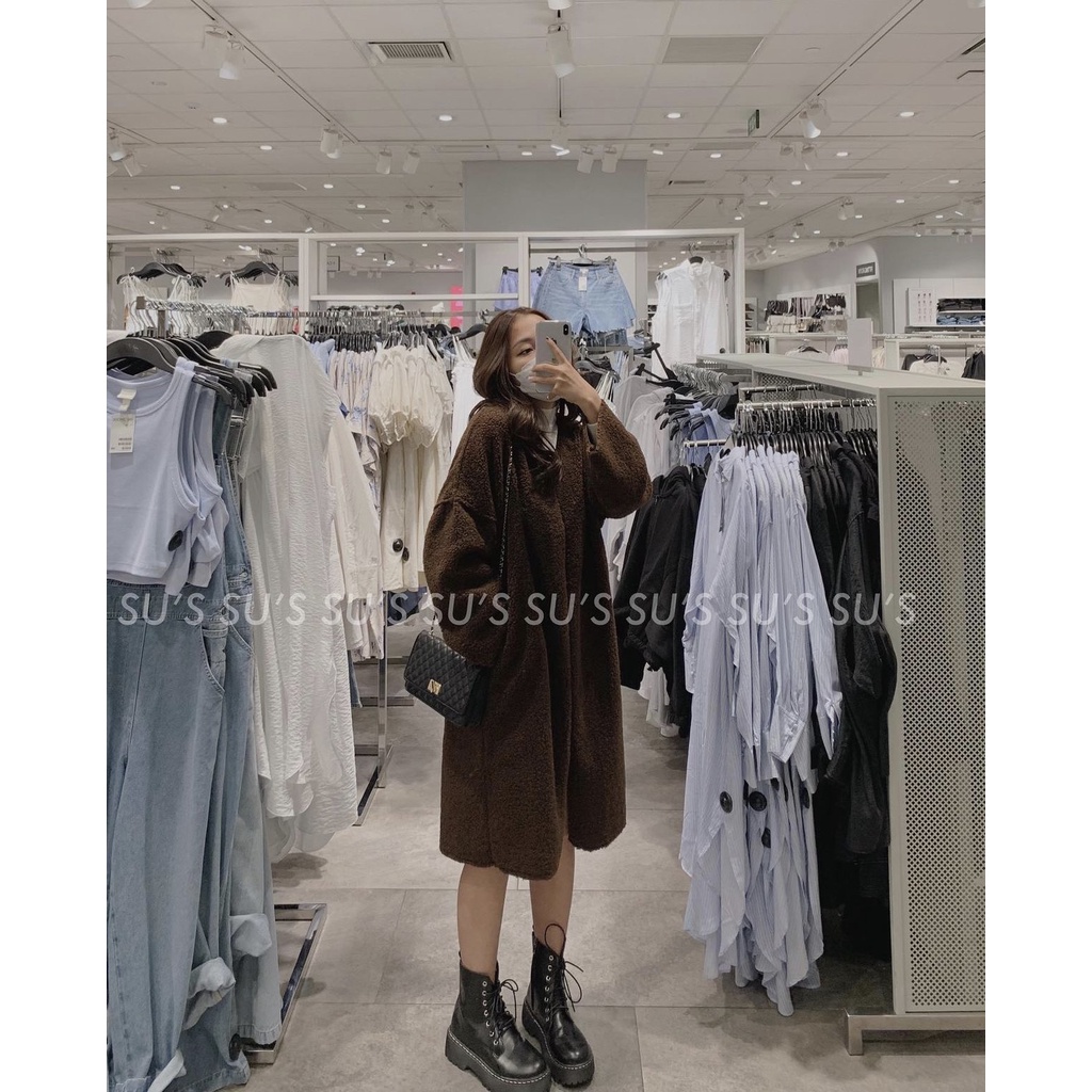 Áo Khoác Dài Cardigan Lông Cừu Nữ - Áo mùa đông dáng suông trơn, thiết kế đơn giản HOT | BigBuy360 - bigbuy360.vn