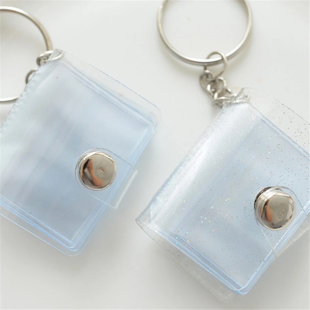 Cuốn album ảnh mini trong suốt có 16 ngăn trang trí kiểu móc khóa cao cấp loại tùy chọn 1 inch/ 2 inch