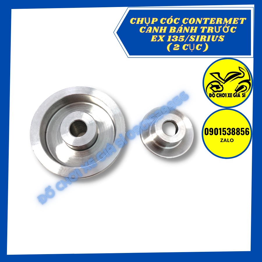Chụp Cóc Contermet Canh Bánh Trước Inox 304 CNC Gắn cho  Sirius, Exciter 135