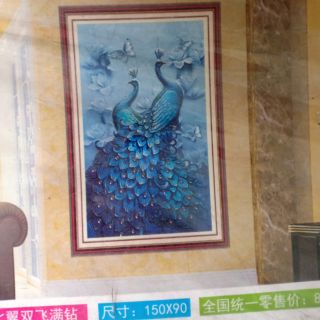 Tranh đính đá phu thê viên mãn độc đẹp kt 150*90cm khổ dọc (hình thật) đính kín