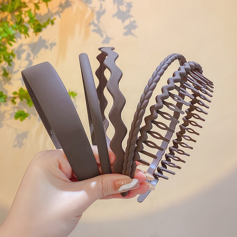 Bộ 5 Băng Đô Cài Tóc Màu Đen Bằng Nhựa Resin Phong Cách Hàn Quốc Thời Trang Cho Nam Và Nữ