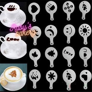 Bộ 16 khuôn rắc bột Cacao trang trí tạo hình Cà phê