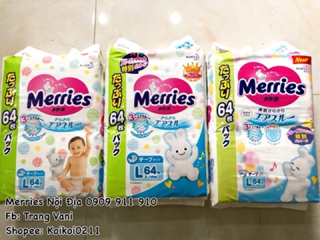 [Cộng Miếng - Jumbo] Tã Bỉm Dán/Quần Merries Nội Địa size NB96/S88/M68