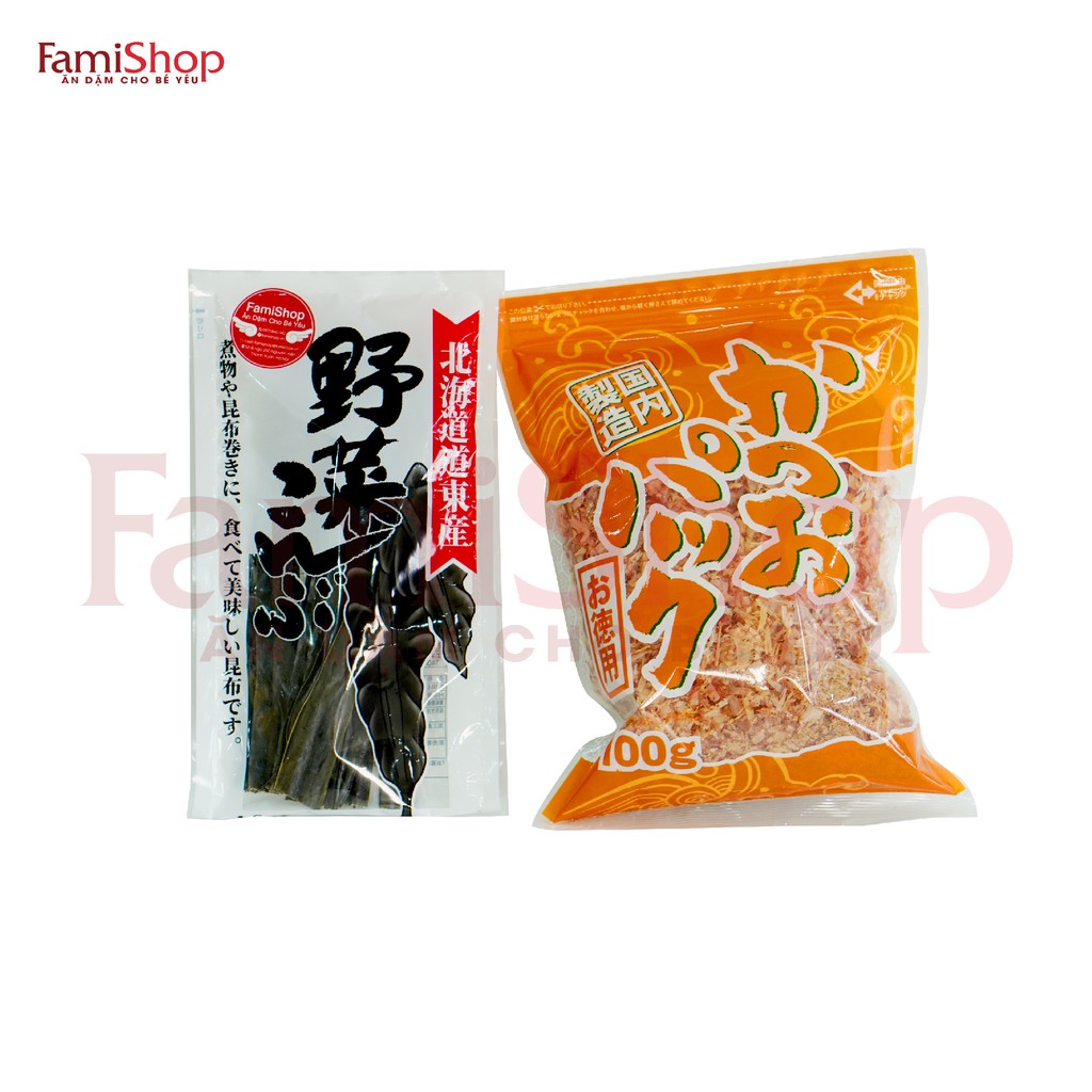 Combo Tảo bẹ KomBu 40g+ Cá bào Kobe 100g túi zip