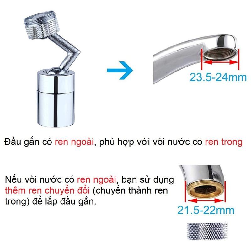 Đầu vòi tăng áp , vòi chậu rửa mặt , lavabo xoay 360 độ , tiết kiệm nước ( đầu vòi rửa mặt ngửa lên )