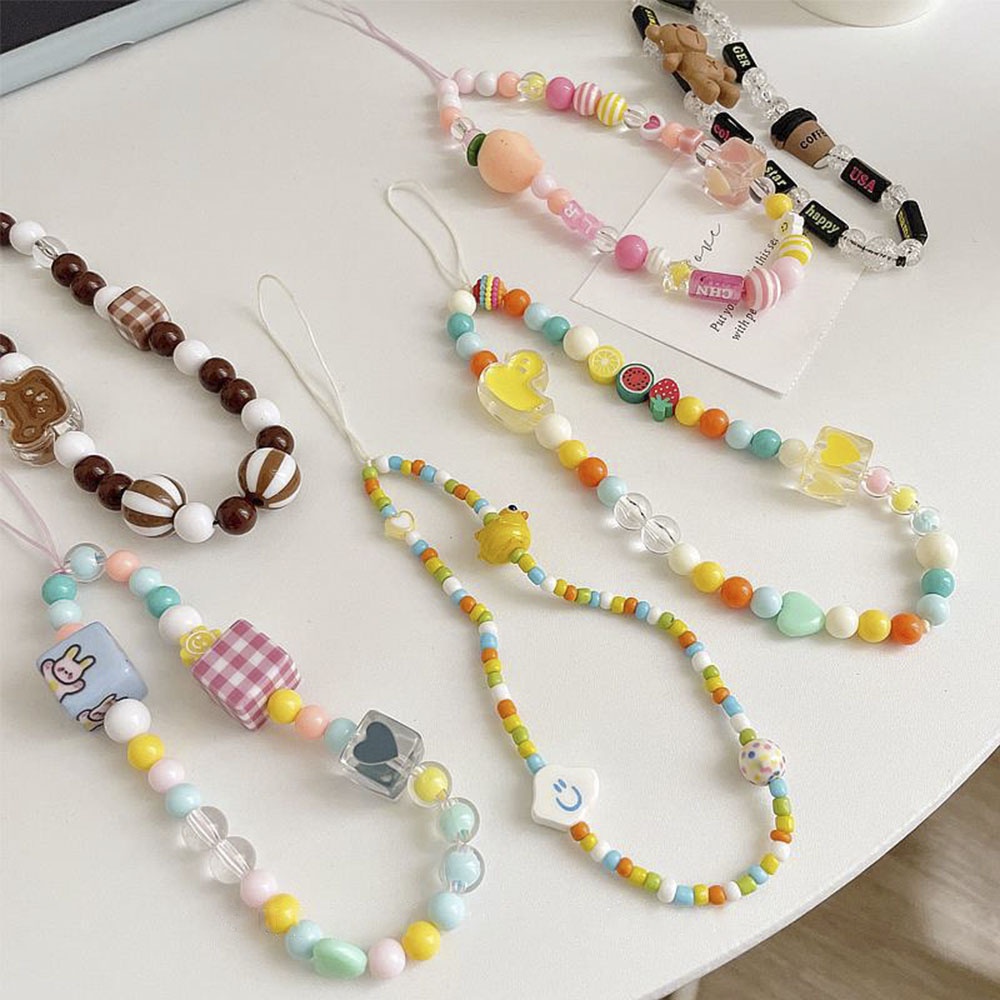 Dây Đeo Điện Thoại Xỏ Hạt DIY Thời Trang Hàn Quốc Dễ Thương Thông Dụng