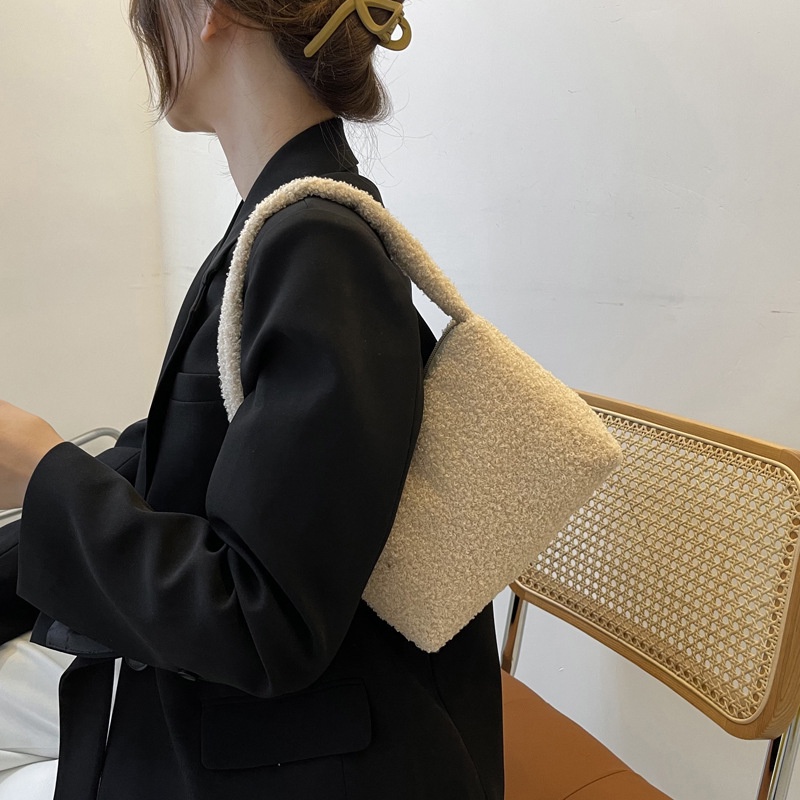 Túi Xách Mini Màu Trơn Phủ Lông Thời Trang Cho Nữ