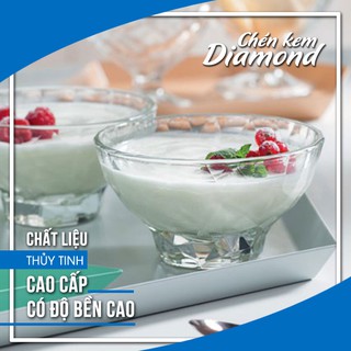 [CHÍNH HÃNG] Chén kem thủy tinh Diamond 22,5cl - màu trắng (Bormioli Rocco) made in Italy