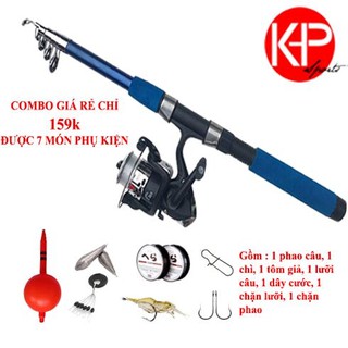 Cần Câu Giá Rẻ KHP Xanh Dương 2m7 Tặng Kèm Set 7 Phụ Kiện + Máy 200