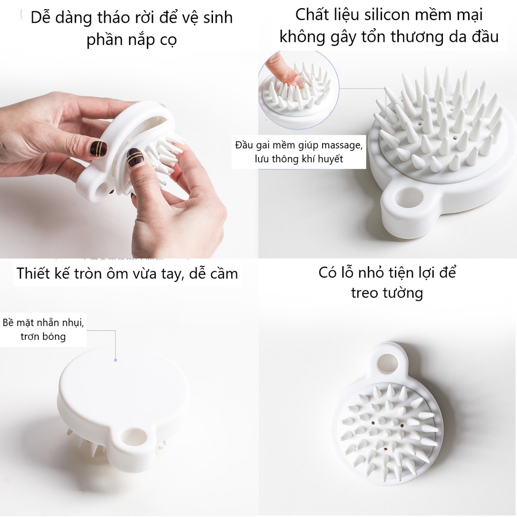 Lược Gội Đầu Silicone Nhật Bản Scalp Stimulating Massage Brush massage da đầu kích thích mọc tóc