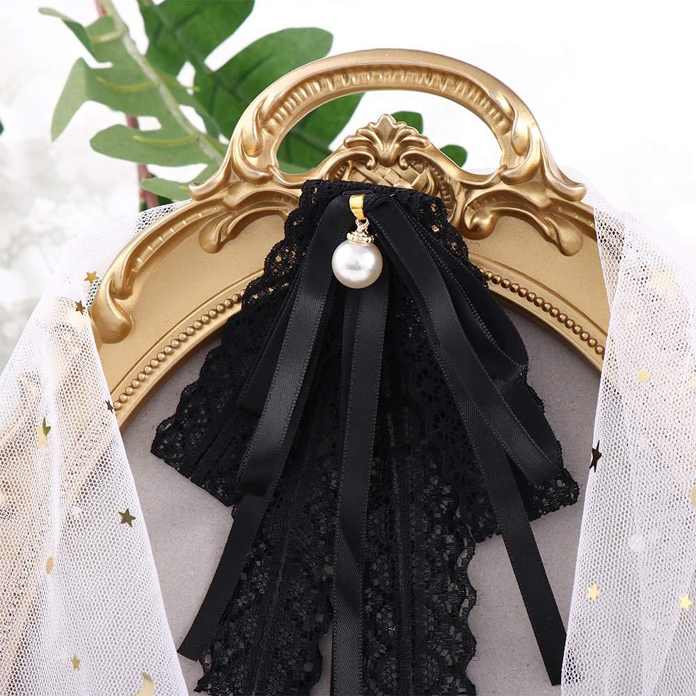 EXPEN Cài Áo Hình Nơ Phối Ren Màu Đen Thanh Lịch Thời Trang